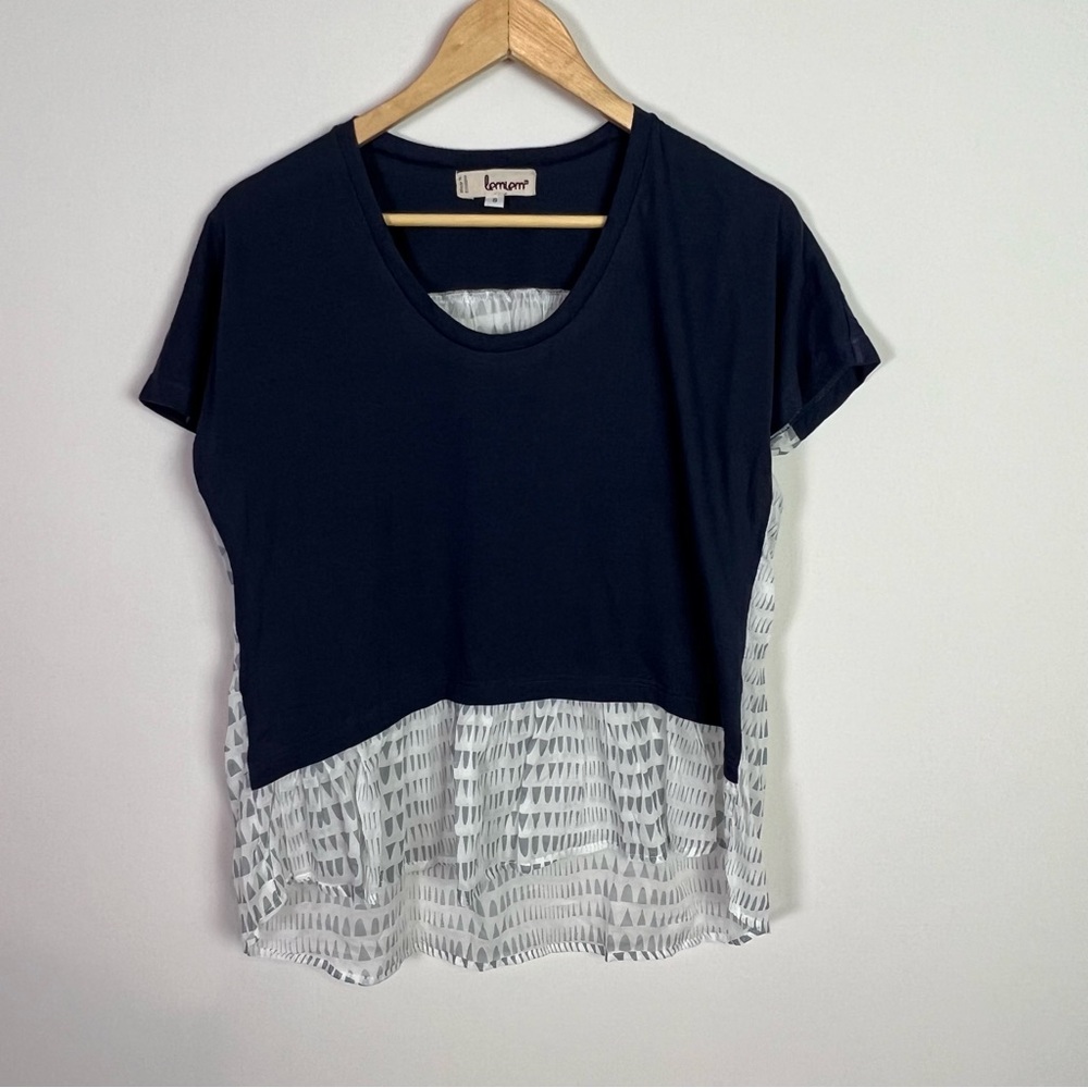 Lemlem Blue Triangle Short Sleeve Women’s Shirt Top Small New
